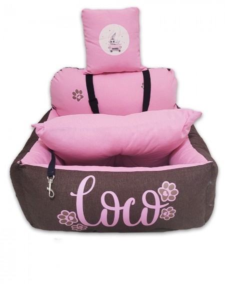 HalloDog Boutique: Abbigliamento ed accessori per cani  Compra Online -  Seggiolino Auto GLITTY CAR IGLOO (rosa interno floreal)