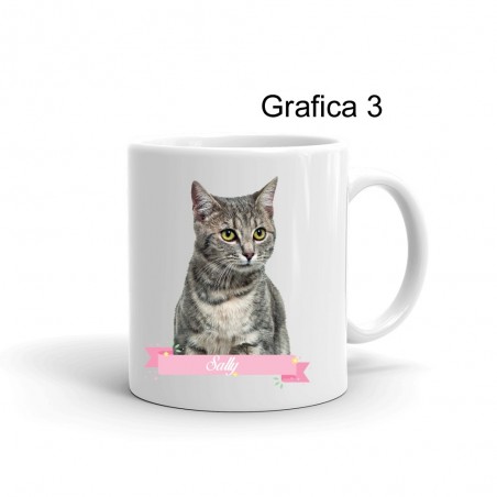 Tazza personalizzata Foto Gatto Fiori